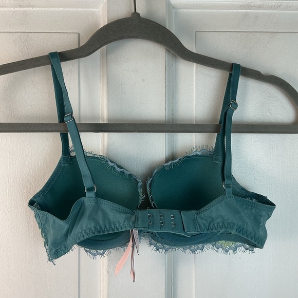 Victorias Secret Dream Angels Demi Bra 32B Teal Lace Lightly Lined Flirty - Picture 2 of 6